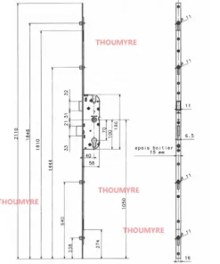 Serrure  SECURY-GU FERCO 40/70 4 galets G-20770-21-l-1
