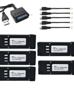 5 Batteries 3.7V 850mAh avec Chargeur 5 en 1 pour Eachine E58 JY019 S168