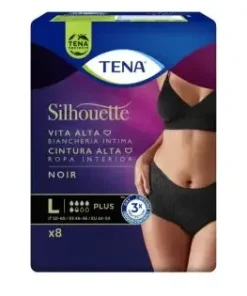 Tena Silhouette Noir Vita Alta Taglia L 8 Pezzi – Biancheria Intima per Incontinenza Moderata